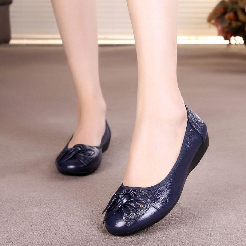 Genuine Cowhide Soft Sole Women's Flat Shoes - Non-Slip Nursing & Maternity Footwear