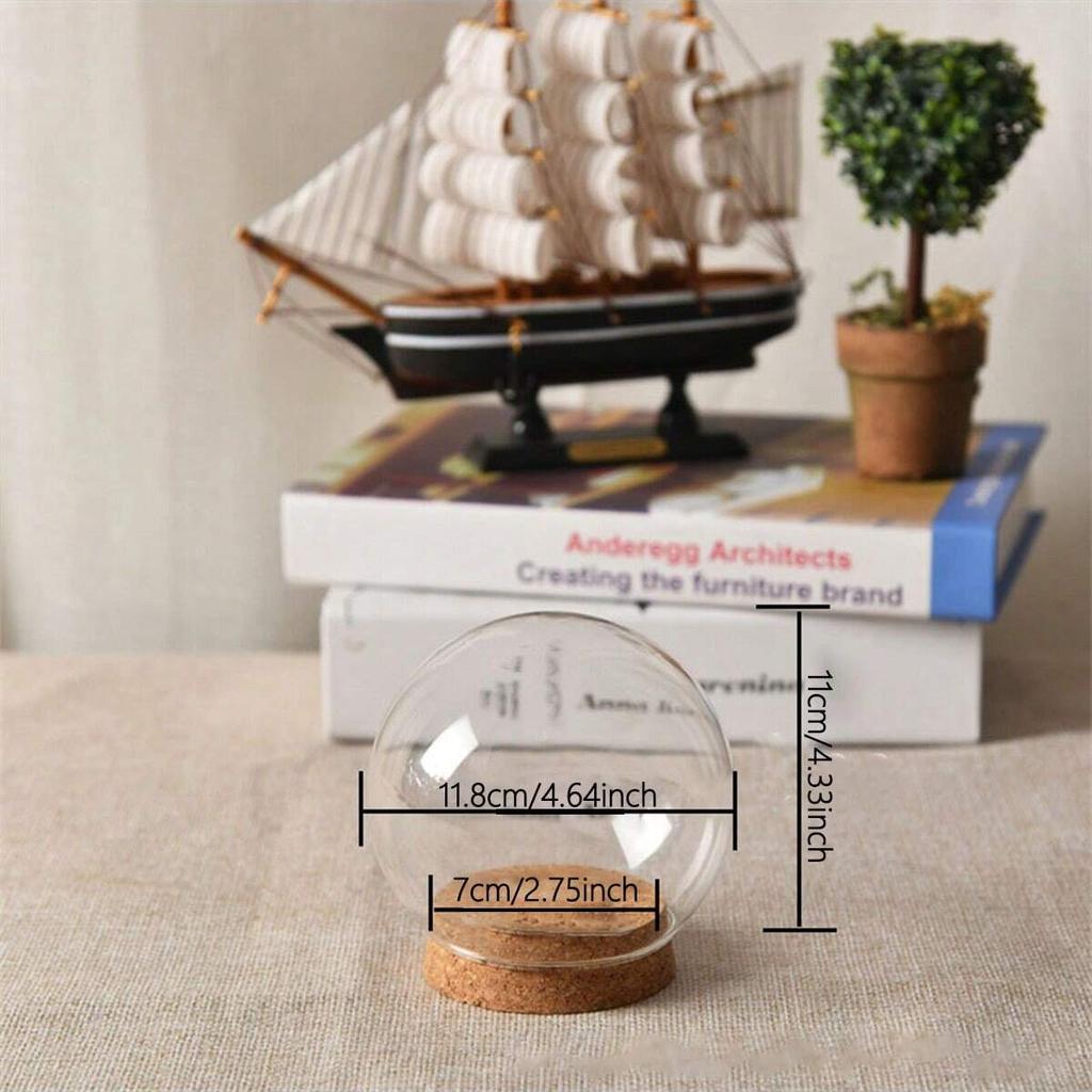 1pc-Small Size Glass Dome Vase Home Decoration Creative Bamboo Base Transparent Cover DIY Wedding Friend Favor Gift