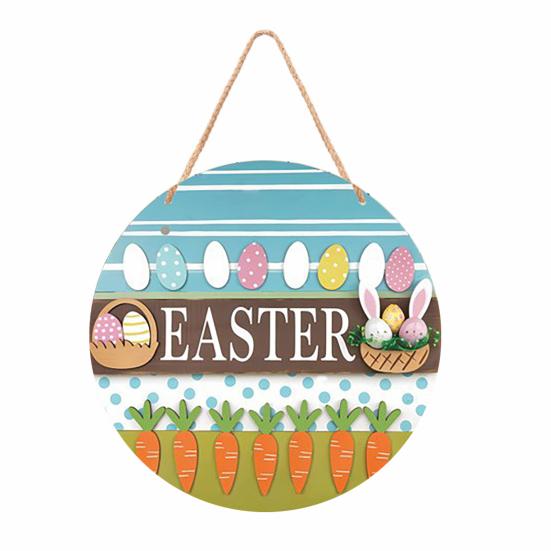 Пасхальный деревянный приветственный дверной знак в виде заячьего ушка, красочное яйцо, дверной подвесной знак, украшение на входную дверь, декоративная настенная табличка