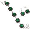 Emerald Quartz Gemstone Jewelry Bracelet &Earring 7-8''