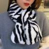 Elegant Striped Faux Rabbit Fur Scarf: Soft, Skin-Friendly, Cold-Resistant, and Warm for Women