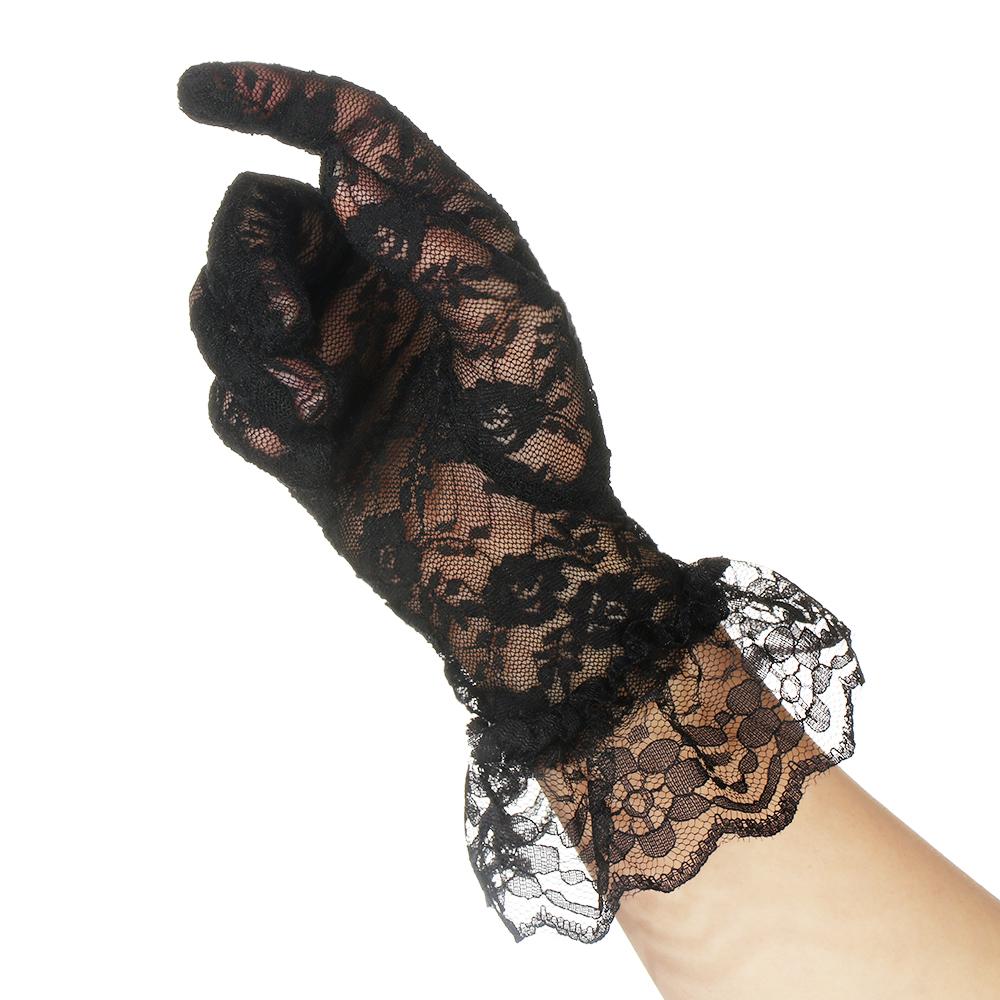 Protection Mittens Wedding Rose Flower Pattern White Bride Gloves Lace Gloves Party Dressy Gloves
