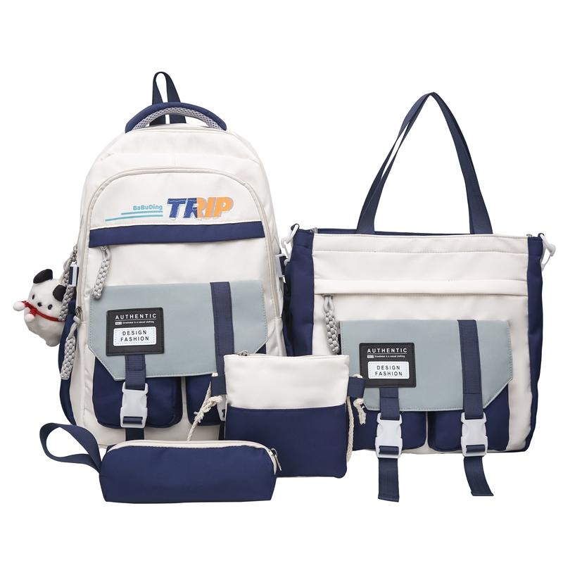 Вместительный студенческий школьный рюкзак с цветными блоками, женский дорожный рюкзак