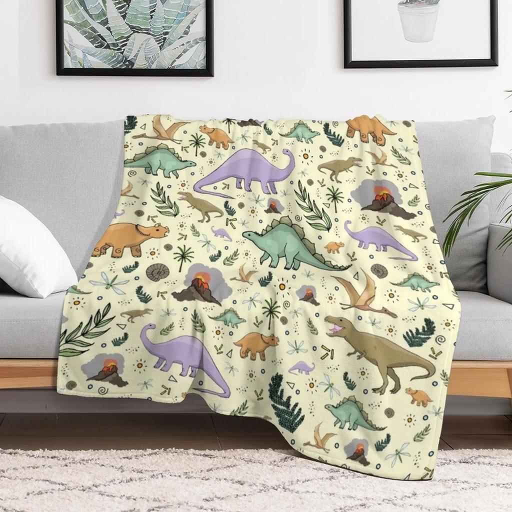 Dinosaurs Throw Blanket All Season Lightweight Soft Blanket for Bed