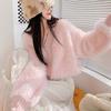 Thickened Imitation Mink Fluffy Knitted Cardigan Women's Autumn and Winter Korean Version Loose and Gentle Sweater Coat