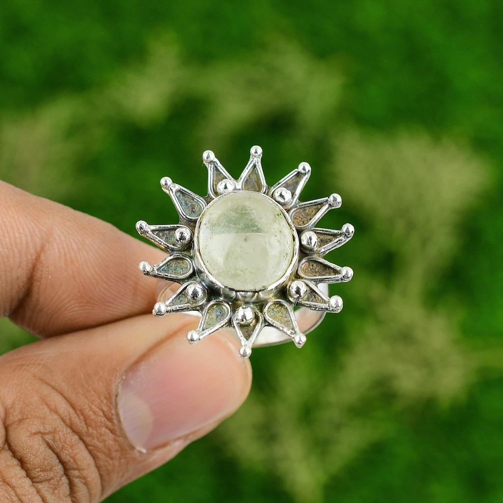 Sterling Silver Oval Natural Moonstone Anniversary Statement Mother Ring Jewelry