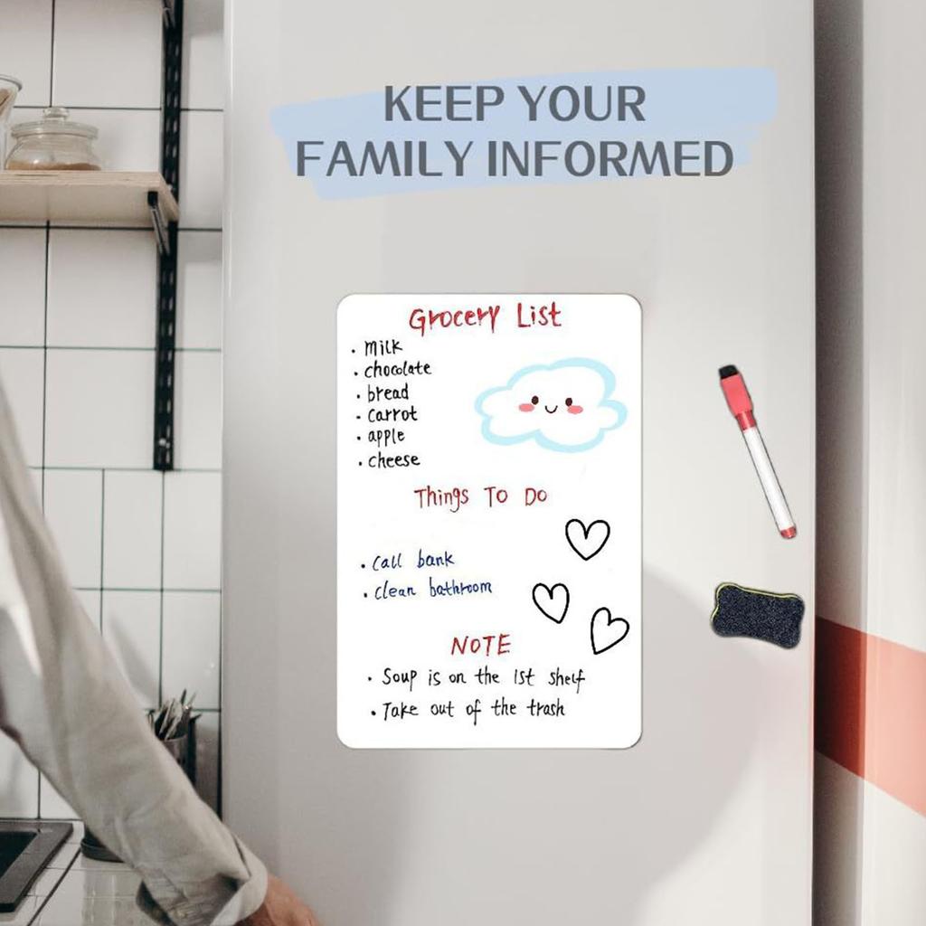 Magnetic Dry Erase Board Sheet for Refrigerator Fridge Magnetic Whiteboard with Markers Erasers Easy To Write and Clean