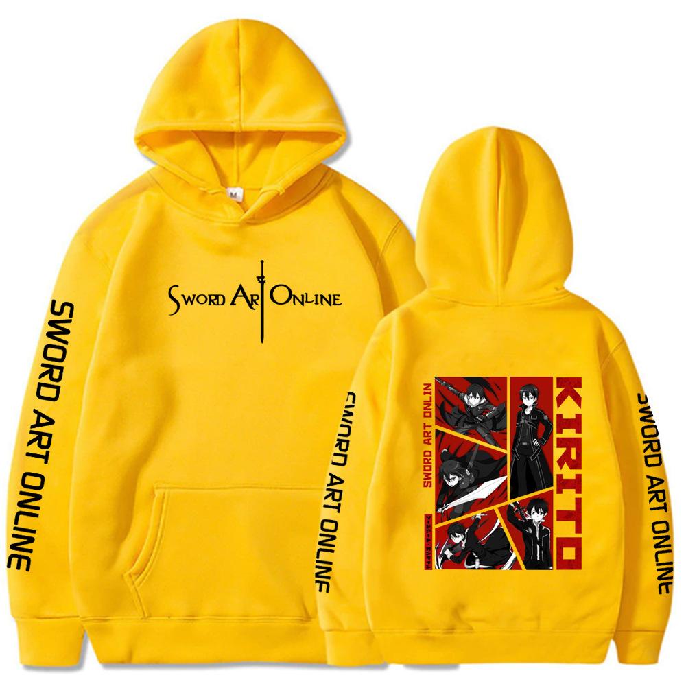Sword Art Online Японская Анимация Мужская Толстовка Винтажный Унисекс Пуловер Винтажный Графический Худи Топы Одежда Оверсайз