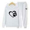 Спортивный костюм, комплект из 2 предметов, толстовки с длинными рукавами и следами медвежонка для мужчин и женщин, пуловер с капюшоном, толстовка с принтом сердца, верхняя куртка, пальто