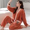 "Women's Winter Coral Fleece Pajama Set - Thick, Warm Flannel Suit for Autumn and Winter"