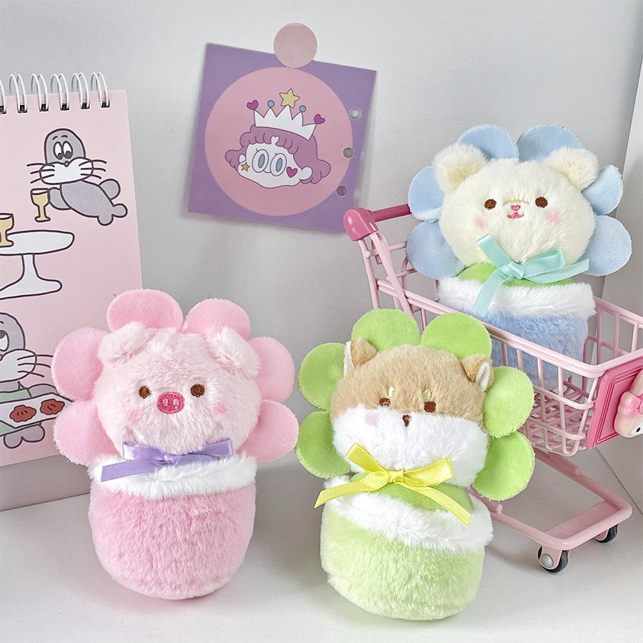 Милый горшок с подсолнухом, утенок, медведь, хаски, розовая свинка, плюшевая наплечная сумка, кулон-кукла, креативная кукла