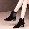 NEW Chelsea Classic Rhinestone Flowers Frosted Leather Shoes Fashion Boots Large Size High Heel Autumn Winter Women Boots