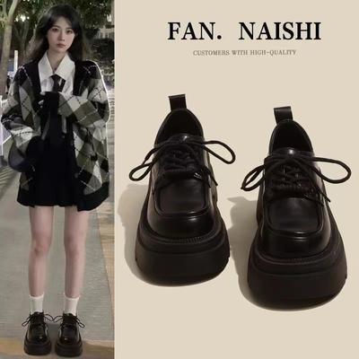 Британские женские кожаные туфли лоферы весна осень новые Япония кампус женские туфли-лодочки модные оксфорды на шнуровке повседневные высокие каблуки 35-40