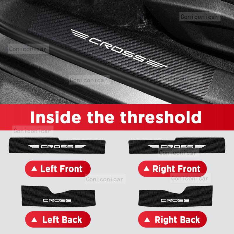 Car Carbon Fiber Door Sill Sticker For TOYOTA COROLLA CROSS Hybrid 2022-2024 Threshold Pedal Anti-scratch Decoration Accessories