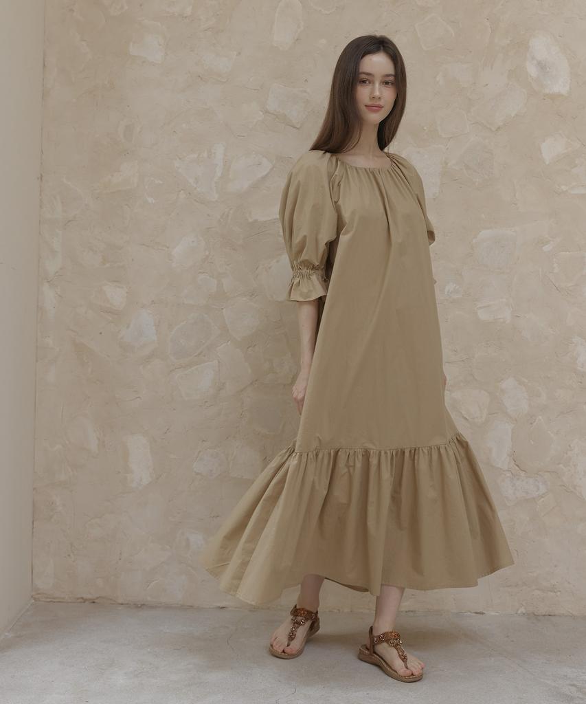 Tina Blossom Rolling Beige Dress