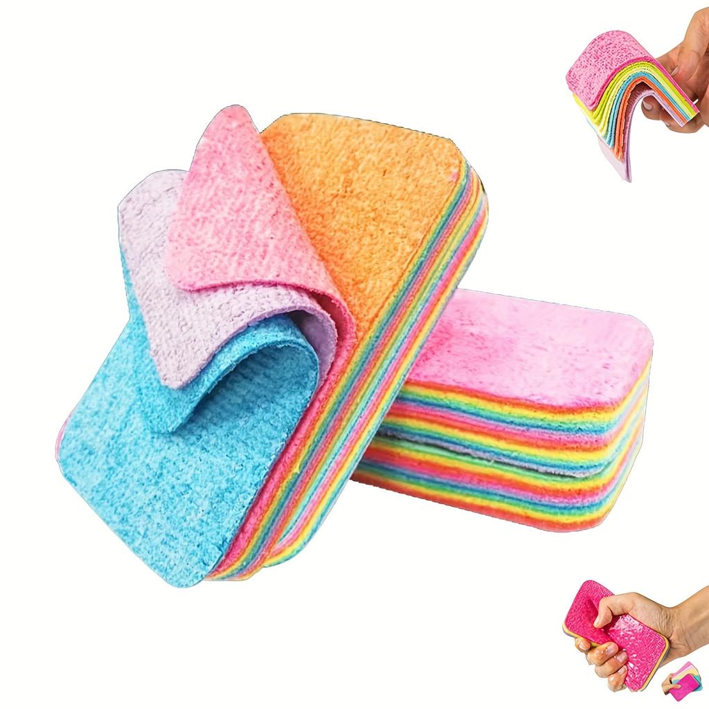 6 шт. 12-слойная чистящая губка из микрофибры, отслаивающийся блок из микрофибры, многоразовая впитывающая губка-радуга, не царапающая чистящая салфетка из микрофибры