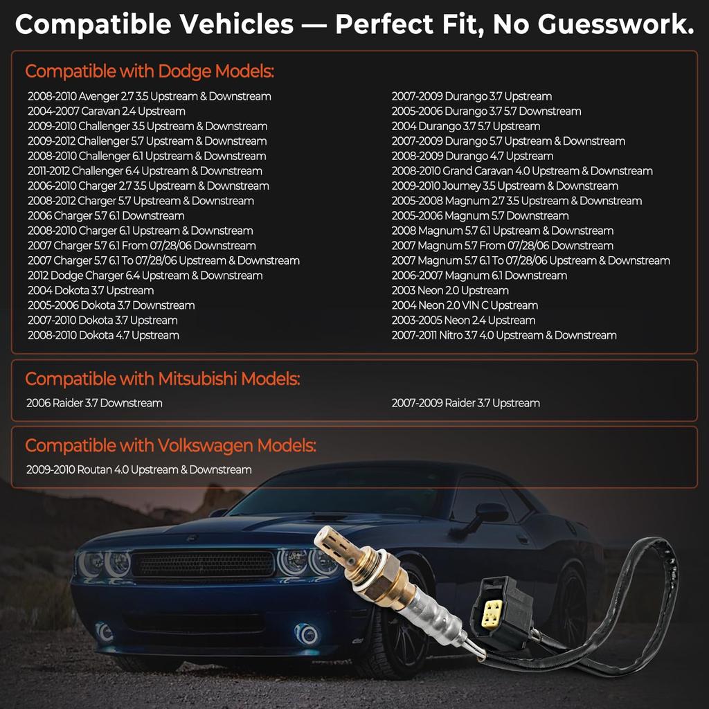 4Pcs Oxygen Sensor Upstream Downstream O2 Sensor Compatible With Chrysler 300 Town & Country, Jeep Grand Cherokee Wrangler, Dodge Durango Dokota