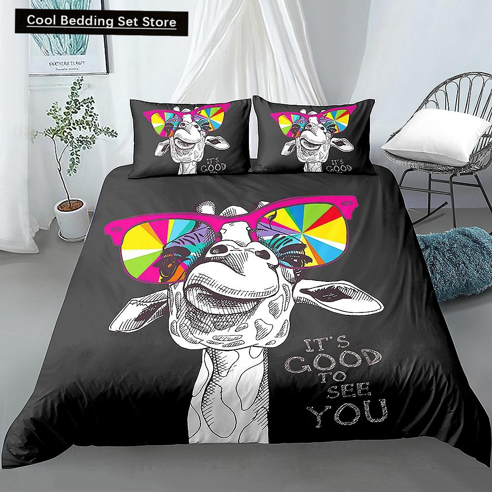 Пододеяльник из альпаки размера King Queen Kawaii Farm Animals комплект постельного белья для детей с рисунком ламы из альпаки 2/3 шт. полиэстеровый пододеяльник