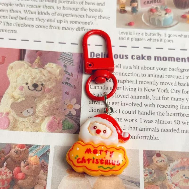 1/6Pcs Cute Student Gift Set of Cartoon Santa Claus Pendant Keychains, Ideal for Christmas Party.
