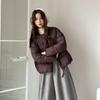 Fashion design short round neck down cotton-padded jacket for women to keep warm and thin in winter