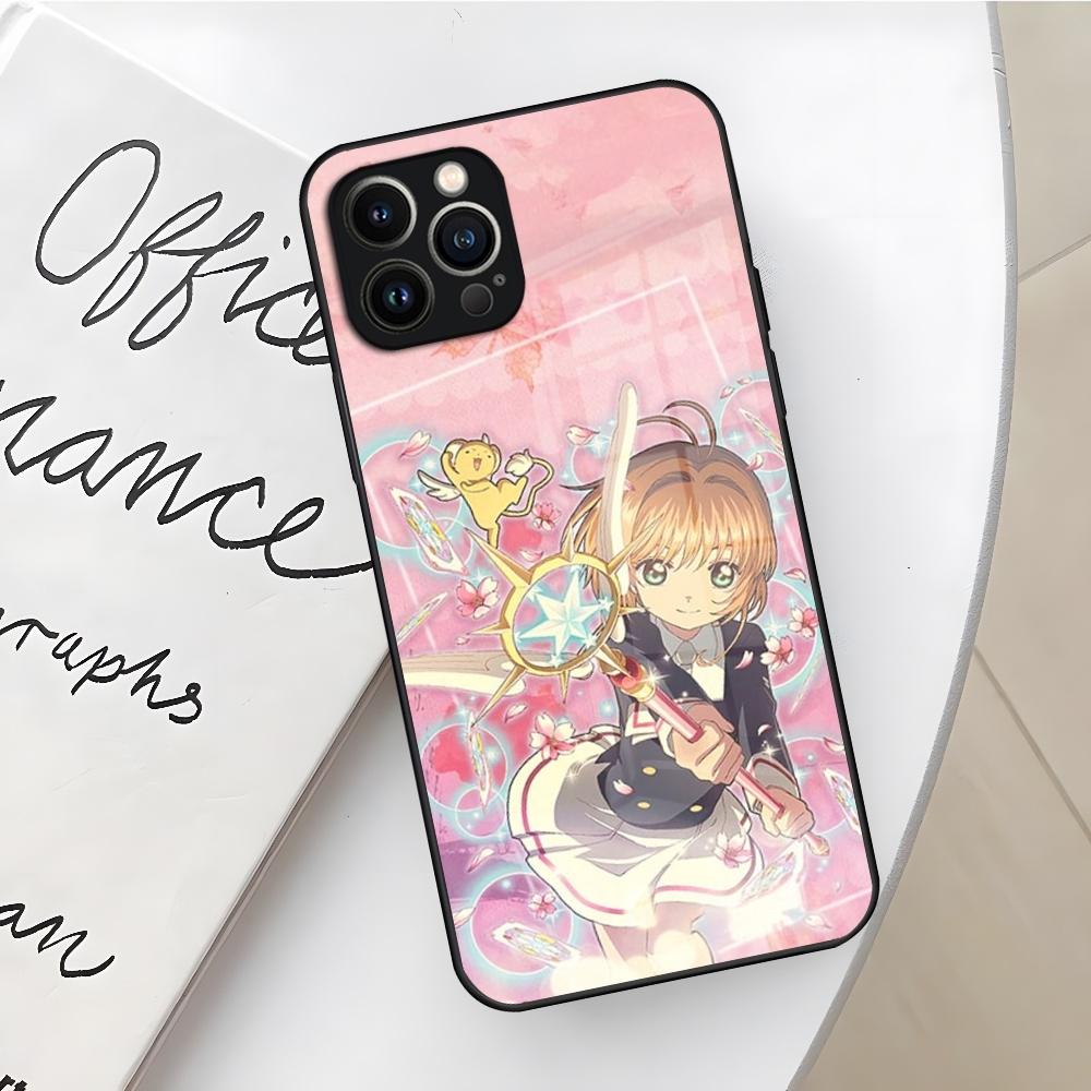Чехол для телефона 'Card Captor Sakura' из аниме для iPhone 16 15 14 12 11 13 Pro Max Mini X Xr Xs Se 8 Puls Стеклянный Чехол
