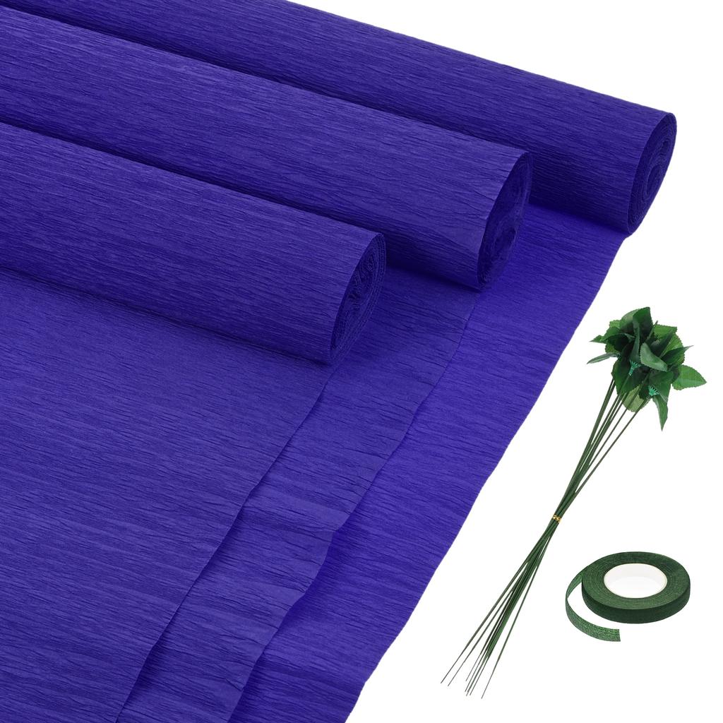 6 шт. рулонов крепированной бумаги с флористической проволокой и зеленой флористической лентой для свадебной церемонии, украшения различных крупных фестивалей