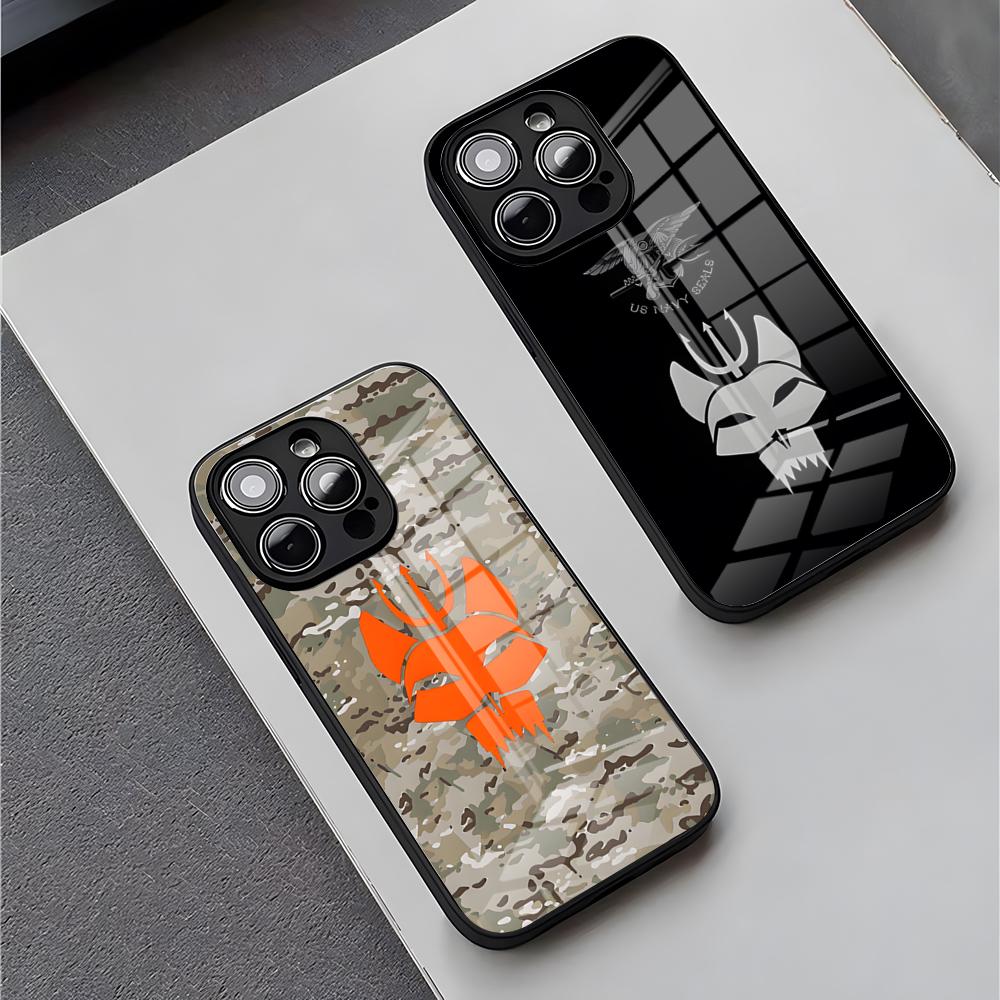 Чехол для телефона PRF Police S-SEAL Team для IPhone 15 Pro Max 14 Plus 17 Pro Max 12 11 13 X XR XS 16 Plus Air SE Стеклянная крышка