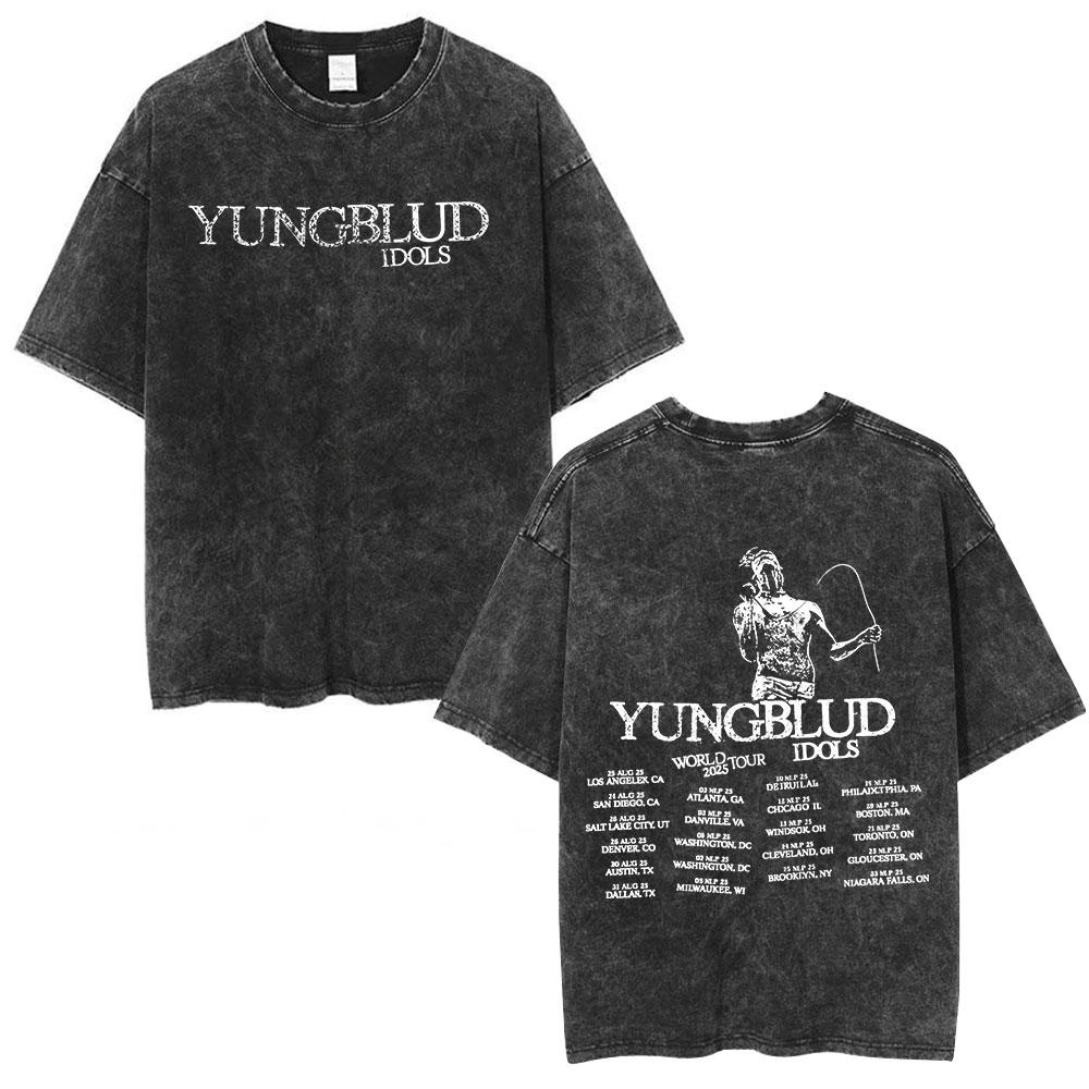 Yungblud IDOLS Album Tour  T Shirts Men Women Clothing Washed Vintage Short Sleeve Tshirts Oversized Casual Cotton Tshirt