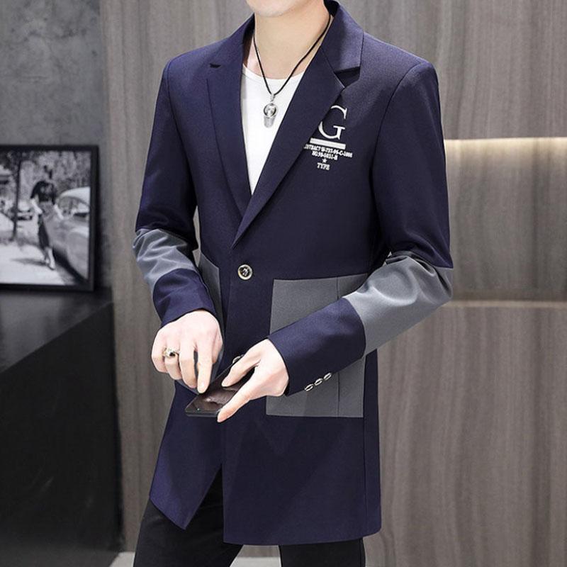 Весенний деловой костюм с v-образным вырезом, мужской повседневный облегающий ветровка с цветными пуговицами, пальто, трендовая парка