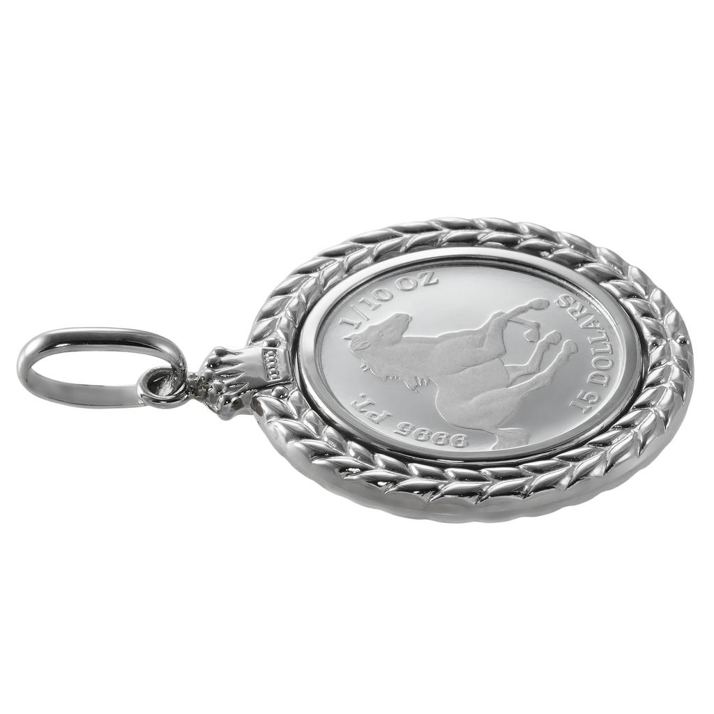 Pt999 Pure Platinum Coin Pendant Top Tuvalu Horse Pt850 Design Frame Engraved [Speranza] 1/10oz No.10