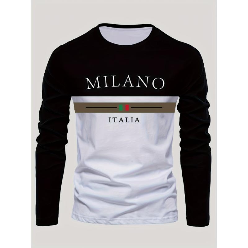 Summer Men's Print Casual Trend Long-sleeved T-shirt Breathable, Quick-drying Comfortable Sports Italian Men's Long Sleeves