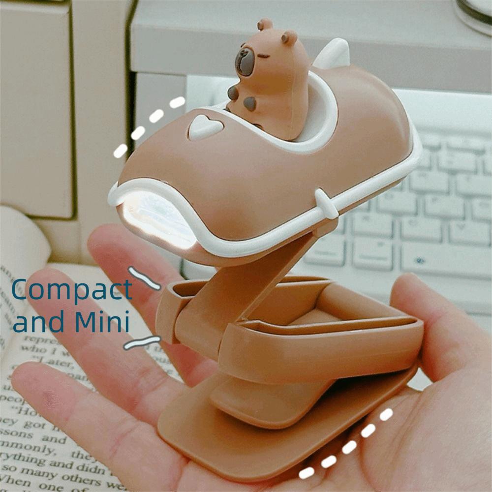 Cartoon Capibara Reading Light Creative Battery Powered Mini Capibara Folding Desktop Lamp Adjustable Warm Bright Night Light