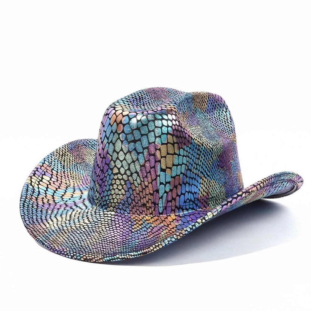 Яркая ковбойская шляпа для вечеринки, флуоресцентная шляпа рыцаря с большими полями, цилиндр в стиле вестерн