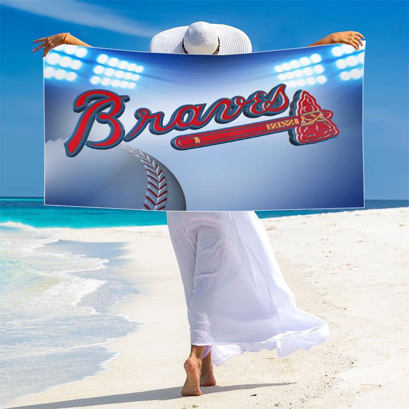 Пляжное полотенце с принтом Atlanta Braves, Большое, Мягкое, Быстросохнущее, для Пляжа, Кемпинга, Плавания