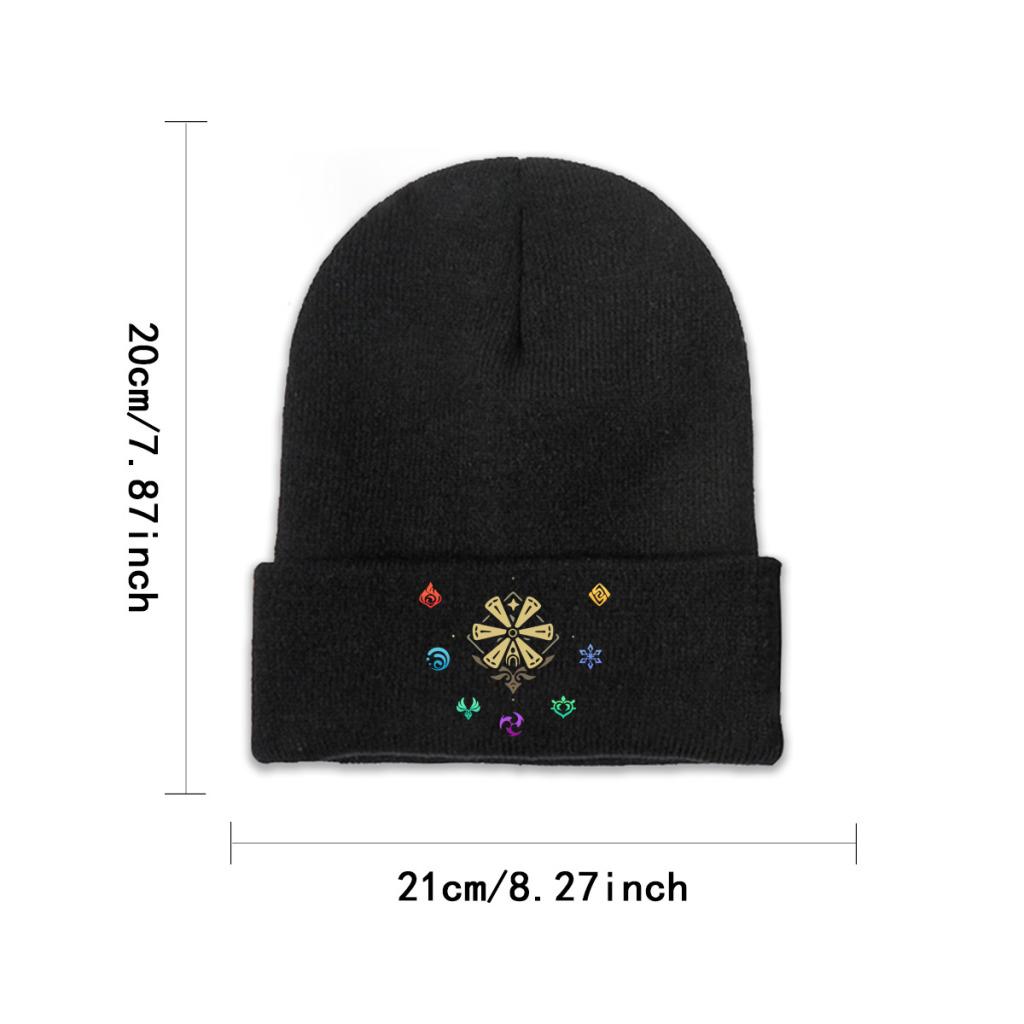 Genshin Impact Elements Impact Knitted Caps for Women Unisex Beanies Winter Hats Polyester Anime Game Warm Cap