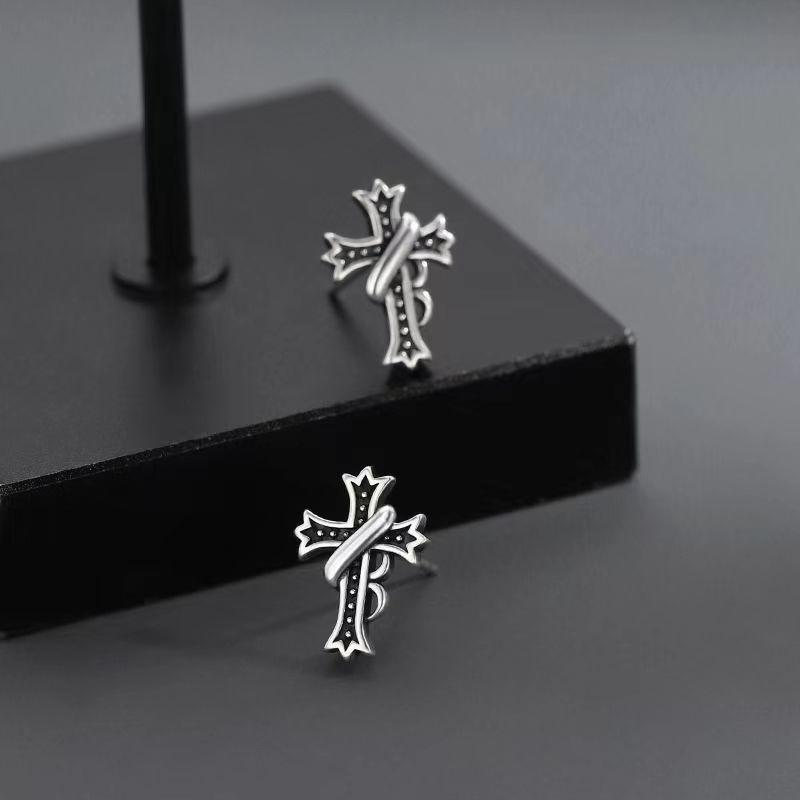 Серьги-гвоздики с крестом Нишевый модный дизайн Высокое чувство тренда Личность Универсальные Крутые Мужские Серьги