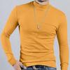 Spring Autumn Men Fitness Top Slim Fit Half-high Collar Stretchy Long Sleeves Solid Color Pullover Fitness Sport Top Winter Bottoming Clothes