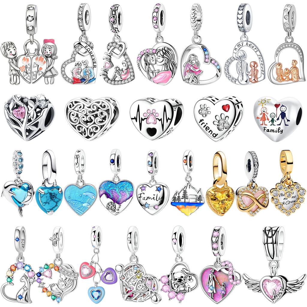 Милые медные подвески-шармы в форме сердца «Материнская любовь» подходят для оригинального браслета, бусина «Семейное дерево», сделай сам, изящные украшения, подарок на Новый год