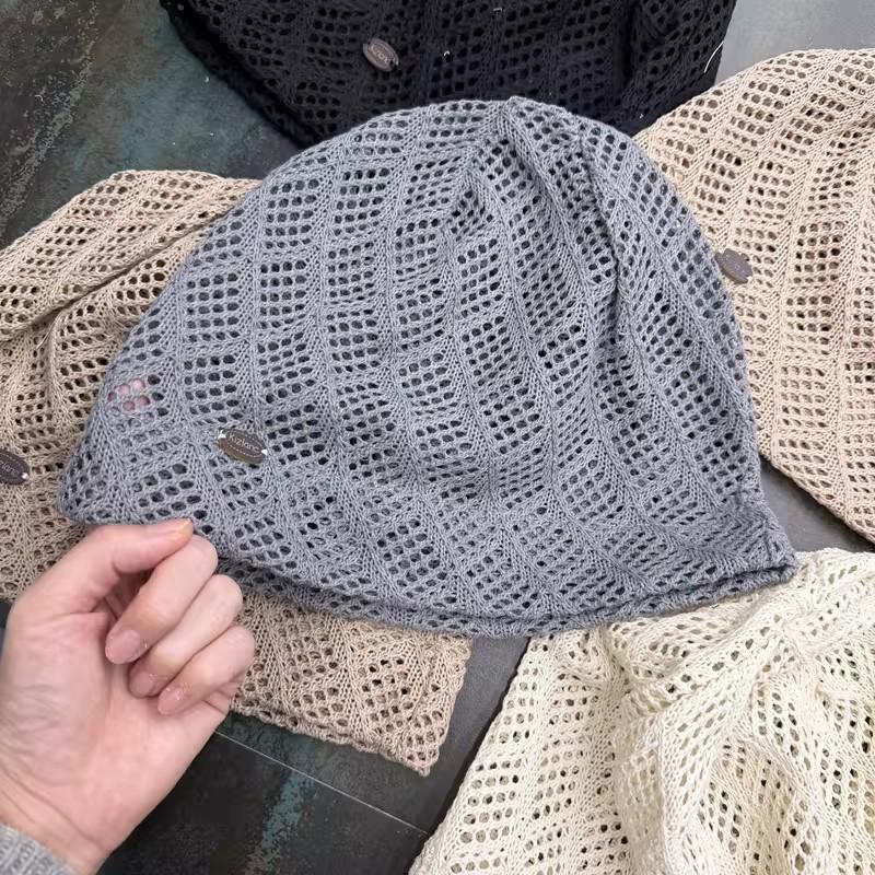 Дышащая полая ультратонкая и тонкая складывающаяся шапка детская универсальная повседневная свободная сетчатая шерстяная шапка омолаживающая вязаная шапка летняя