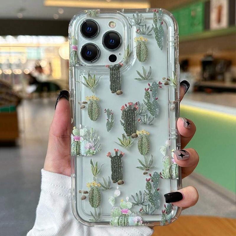 Cactus Pattern Phone Case For Samsung Galaxy S24 Ultra A55 A54 A14 A34 A35 A33 A15 A35 A32 A52 5G S23 S22 Plus S21 FE Soft Cover