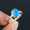 Кабошон из голубого оникса, камень ручной работы, тонко отполированный, кольцо из стерлингового серебра 925 пробы с уникальным дизайном, подарок на свадьбу, помолвку