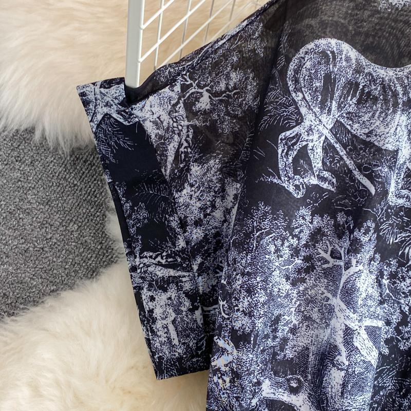 RUGOD Лето 2022, новое легкое платье с короткими рукавами и лацканами, в знакомом стиле, длиной выше колена с ретро-принтом, элегантное длинное платье с большой талией