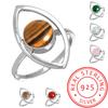 925 Sterling Silver Ring Women Gemstone Handmade Jewelry Wedding Gift Malachite Rainbow Moonstone Rose Quartz Red Stone Smoky Topaz Tiger Eye Fashion