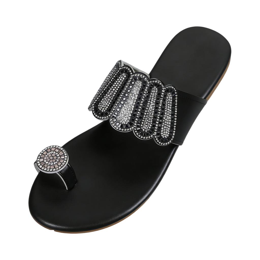 Летние женские шлепанцы с rhinestone на пальцы ног
