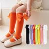 Girls Socks Pearl Big Bowknot Sweet Princess Calf Sock Kids Baby Combed Cotton Sokken Toddler Infant Knee High Stocking