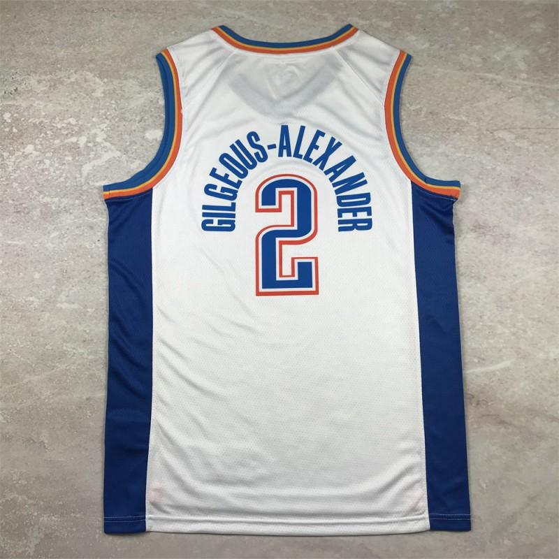 Мужская ретро-баскетбольная майка Oklahoma City Thunder № 2 Шай Гилджес-Александр, с коротким рукавом, дышащая, спортивная одежда