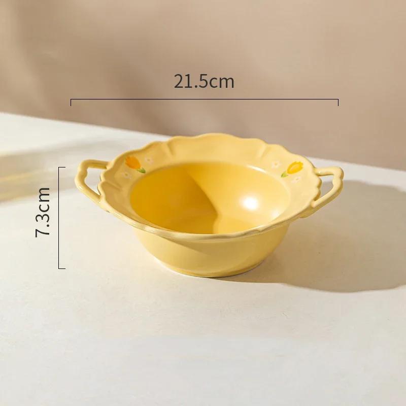 Ретро Цветочная Керамическая Тарелка Модная Креативная Вкусная Суповая Чаша Домашняя Послеобеденная Чашка Десерт Фруктовые Тарелки Изысканная Рыбная Тарелка