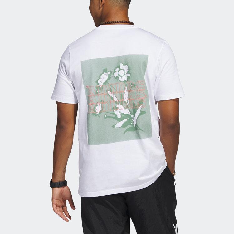 Adidas T Shirts Men's White Crew Neck Moderate Straight Fit IC7750