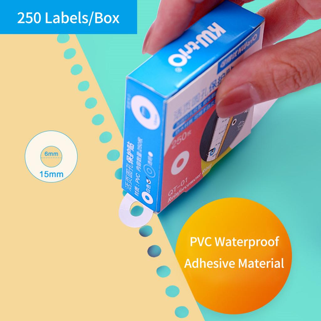 KW-trio отрывные бумажные этикетки для усиления отверстий, круглые наклейки, самоклеящийся дырокол