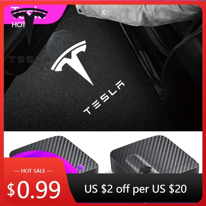Автомобильная наклейка 2025 Новая Tesla 1/2 шт. Проектор на дверь автомобиля Светодиодные приветственные огни Декор для Tesla 3 S X Y Roadster Invader Coil Mod WYE Bon